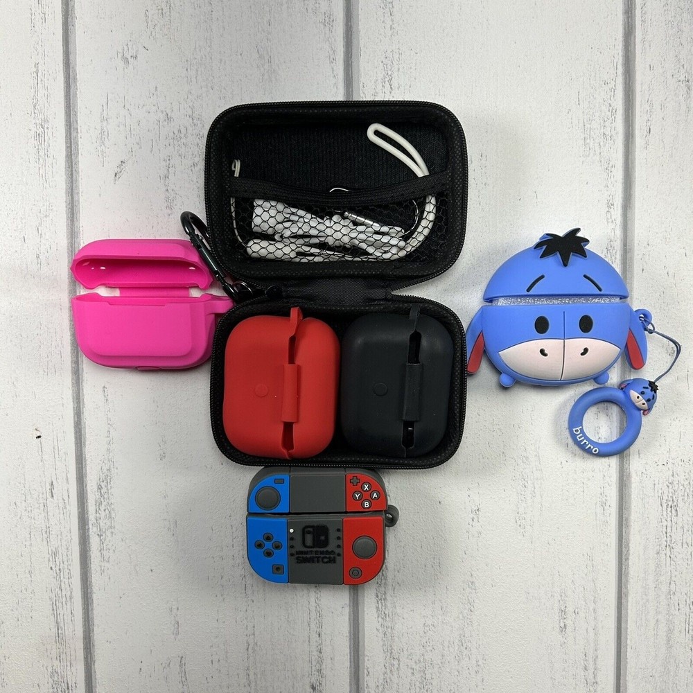 Apple Airpods Pro / Pro 2 Silicone Case Cover Full Shockproof Keychain Lot of 5